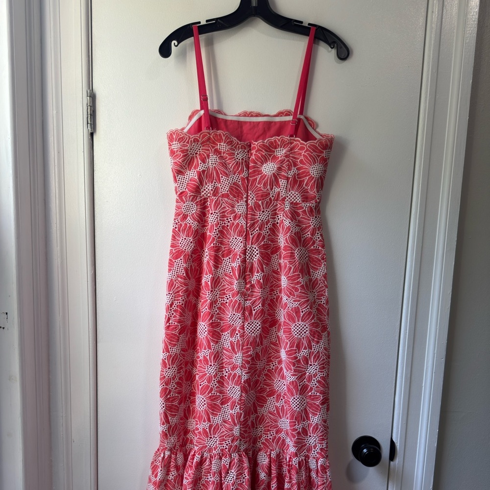 Milly Breanna Tournesol Eyelet Pink Ruffled Tiered Maxi Dress - Picture 6 of 11